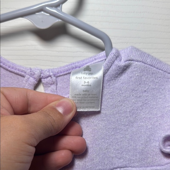 GAP Lavender Long Sleeve Romper with Ruffles Size 3-6 Months - Picture 7 of 7